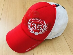 【良品】デサント MoveSport＊メッシュキャップ＊赤×白