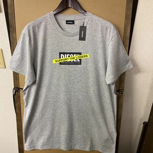 【新品】DIESEL ビッグサイズ ボックスロゴ プリントTシャツ XLサイズ GY