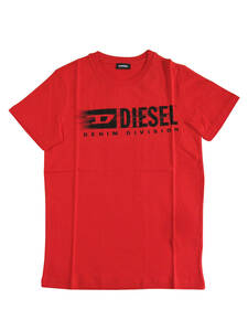 【ポスト投函配送】新品 直輸入 DIESEL ディーゼル キッズ 半袖 ロゴプリントTシャツ レッド 16Y（身長170cm相当）TEVER 4DA