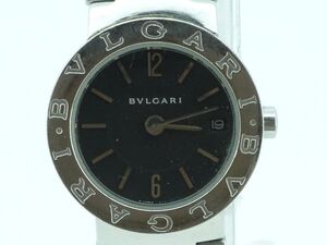 BVLGARI ブルガリ BB33SS L9030 AUTO クオーツ QZ 純正ベルト シルバー 黒文字盤 腕時計 ブランド時計 レディース 電池交換済み 稼動品