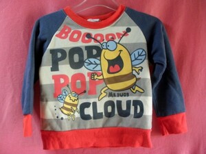 ＵＳＥＤ キッズ POPPOPCLOUD トレーナー③ サイズ１００ 紺/グレー/ベージュ/赤系