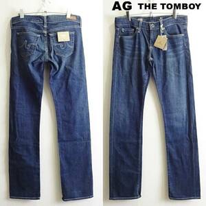 即決★ 送料無★ 新品★　AG　The Tomboy　W79cm　リラックスストレートデニム　強ストレッチ　リヨセル配合　USA製　27R　濃藍　H461