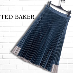 ◆良品◆ TED BAKER テッドベイカー テッドベイカー プリーツ 艶感♪ ロング スカート レディース 2 ◆送料無料◆　1964K