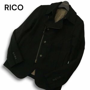 RICO リコ 秋冬 麻 リネン混 ウール★ ライダース風 ジャケット ブルゾン Sz.S　メンズ 黒 日本製　A4T10142_9#N