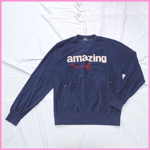 ★HYSTERIC GLAMOUR/ヒステリックグラマー AMAZING トレーナー メンズS/ネイビー/コットン/クルーネック&1016900104