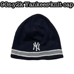 90s y2k old knit 47 黒 beanie Yankees MLB