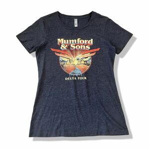 Mumford & Sons(マムフォード・アンド・サンズ) デルタツアー バンドTシャツ L 半袖 Uネック 両面プリント フォークロックTシャツ 古着