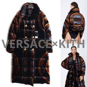 【新品】VERSACE × KITH 19SS 国内正規品 2WAY ダウンコート 36ショート丈ジャケット シルク ベロア ベルベット メデューサ キス バロック