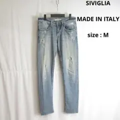 SIVIGLIA スキニー テーパード デニム パンツ ダメージ イタリア製