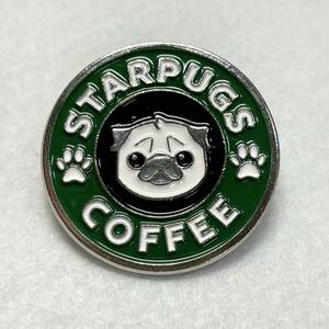 【ピンバッジ】STARPUGS COFFEE スタバ パロディ パグ 犬