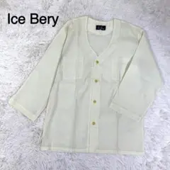 ice Bery アイボリーカラー ノーカラーシャツ 透け感