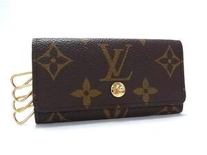 1円 ■新品同様■ LOUIS VUITTON ルイヴィトン M62631 モノグラム ミュルティクレ4 4連 キーケース 鍵入れ ブラウン系 FK2201