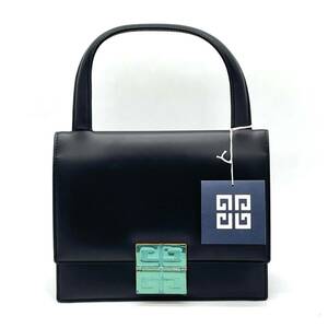 1円 未使用保管品 GIVENCHY ジバンシィ ジバンシー カーフレザー トップハンドル ハンドバッグ 4Gロゴ ゴールド金具