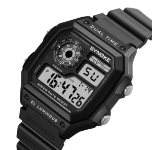 メンズ 腕時計 カジュアル スポーツ ウォッチ クロノグラフ 防水 デジタル 時計 ブラック 9619