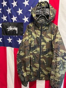 ★STUSSY★ステューシー★マウンテンパーカー★ナイロンジャケット★フード★カモフラージュ柄★迷彩柄★袖ロゴ★ビッグロゴ★Mサイズ★