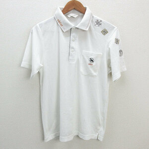 y■日本製■アダバット/ADABAT レトロデザイン 半袖ポロシャツ■白【メンズM】MENS/51【中古】