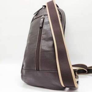 1円【美品】COACH コーチ メンズ ボディバッグ ヘリテージウェブ F70811 本革 レザー 茶色 ブラウン ショルダーバッグ クロスボディ