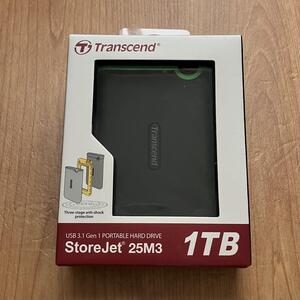 未使用新品 トランセンド 外付けHDD 1TB Transcend ポータブルHDD 1TB 耐衝撃 スリムタイプ USB3.1 Gen1 アイロングレー TS1TSJ25M3S