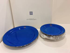 ◆ 【未使用】GIVENCHY ジバンシー 食器セット ネイビー 大皿1枚 中皿5枚 青 ブルー 食器 洋食器 プレート　箱付き