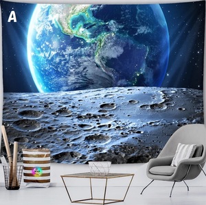 3デザイン 150×130cm 壮大 月面から地球 宇宙 惑星 地球 月 景観 美麗 タペストリー 装飾 リビング 家 星 タペストリー 寝室 H416