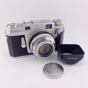 Konica コニカ Ⅲ フィルムカメラ レンズ付き Konishiroku Hexanon 1:2 f=48mm シルバー ブラックボディ (k6185-n190)