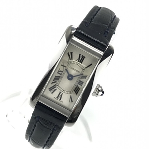 Cartier カルティエ WSTA0032 タンクアメリカンミニ レディース 腕時計 クオーツ シルバー文字盤 ローマンインデックス 2針 管理YK27510