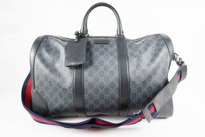 【美品】GUCCI グッチ GG スプリーム 2WAYショルダー ボストンバッグ 旅行鞄 474131【RI29】