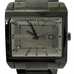 超美品 ARMANI EXCHANGE アルマーニ エクスチェンジ AX 腕時計 AX2202 クオーツ アナログ スクエア コレクション ブラック 動作OK 箱付き