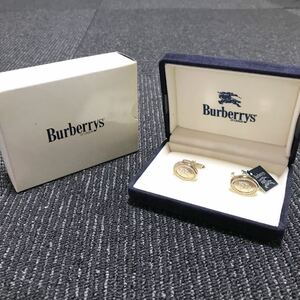 未使用品【バーバリー】本物 Burberrys カフス ロゴモチーフ カフリンクス カフスボタン 金属素材 男性用 メンズ 日本製 箱付 送料520円 2