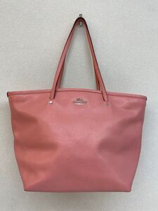 N【COACH】コーチ トートバッグ 肩掛け PVC レザー ピンク 通勤バッグ 大容量 A4可 F34103 アウトレット