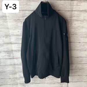 【希少クラシックロゴ】Y-3 ワイスリー トラックジャケット ジップアップ ブルゾン 袖プリント Mサイズ 黒　アディダス ヨウジヤマモト