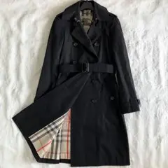 バーバリー BURBERRY コットン ロングトレンチコート US2 ブラック