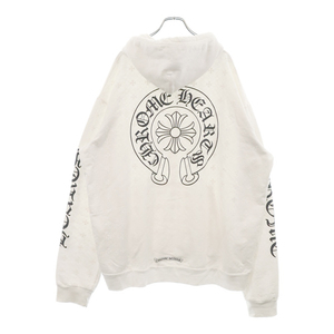 CHROME HEARTS クロムハーツ SWTSHRT PLVR CHプラス総柄ホースシュープルオーバーパーカー ホワイト