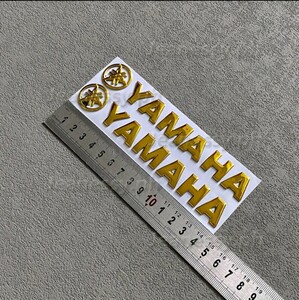 Yamaha ヤマハ　3D 立体エンブレム バイクステッカー 【Gold】 送料無料　Bike Sticker デカール　2枚セット