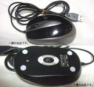 LASERマウス(黒＆銀,USB,1600CPI)。