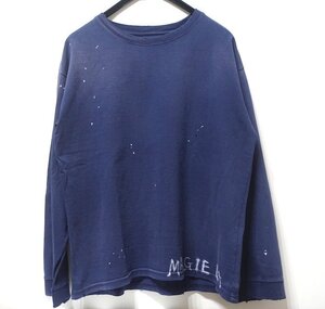 24SS 定価11.6万 極美品 Maison Margiela メゾンマルジェラ ヴィンテージ ロングスリープ Tシャツ S50GC0696 ネイビー 男女兼用 XS