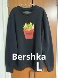 Bershka ベルシュカ  メンズ　黒　トレーナー　裏起毛　Lサイズ