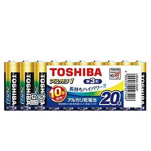 東芝(TOSHIBA) アルカリ乾電池 単3形 20本入 1.5V 使用推奨期限10年 液漏れ防止構造 アルカリ1 まと