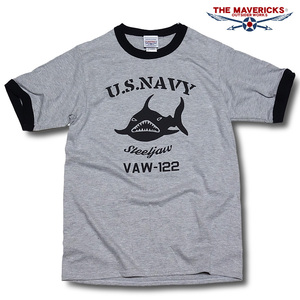 リンガー トリム Tシャツ XL メンズ 半袖 アメカジ ミリタリー NAVY 米海軍 SteelJaw ジョーズ 黒 グレー