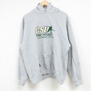 L/古着 リー Lee 長袖 スウェット パーカー メンズ 00s CSU 刺繍 グレー 霜降り 24sep10 中古 スエット トレーナー トップス