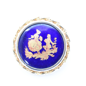 Vintage　1970s′　 Limoges　royal blue 　brooch