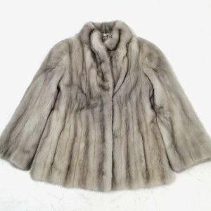 【極美品!!】 エンバ サファイヤミンク 高級毛皮 コート EMBA ミンク フレア 美シルエット MINK リアルファー レディース 上品 グレー F