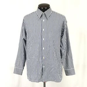 日本製★セブンユニフォーム/SEVEN UNIFORM★長袖シャツ【メンズM/白×紺/ストライプ柄】Tops/Shirts◆BH800