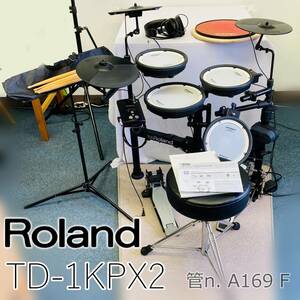 【中古】 Roland ローランド　V-Drums Portable　NAGAOKAヘッドホン イス 譜面台 スティック 取説 マット セットで
