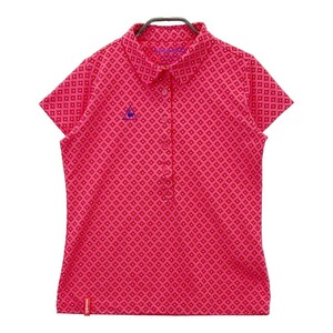 LECOQ GOLF ルコックゴルフ 半袖ポロシャツ 花 総柄 レッド系 M [240101215869] ゴルフウェア レディース