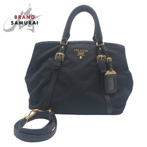 美品 PRADA プラダ テスート ブラック 黒 ゴールド金具 ナイロン/レザー ショルダーバッグ ハンドバッグ 2WAY レディース 408503