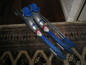 カザマ　SPAX J　ジュニア用スキーセット　板100㎝、ブーツ19-20㎝、ストック90㎝　中古
