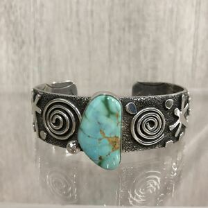 【NAVAJO】ナバホ★バングル Alex Sanchez ターコイズ シルバー silver インディアンジュエリー ナバホ族 ブレスレット アクセサリー 07