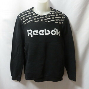 古着 メンズS Reebok/リーボック 裏起毛 スウェットシャツ 長袖 トレーナー ブラック BQ2566