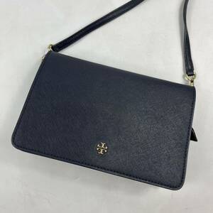 1円〜【入手困難品】 トリーバーチ TORY BURCH ショルダーバッグ ショルダーウォレット ネイビー エマーソン 斜め掛け レザー